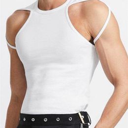 Men Tank Tops Color sólido O-Neck Maneveless Vestence Vests Streetwear Skinny Fashion Casual Irregular Tops S-5XL Incerun 7 220531