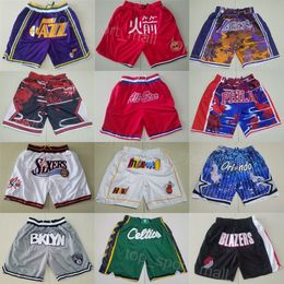 Heren Team Basketbal Just Don Shorts Rits Gulp Sportbroek Elastische taillezak Rits Dragen Joggingbroek Effen Zip Up Athletic Jaden Springer Jarace Walker Short