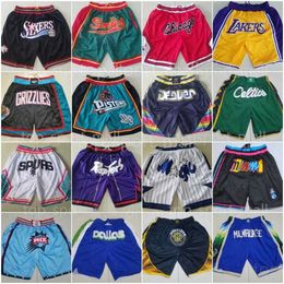 Heren Teambasketbal Short Just Don Shorts met zakken Rits Honkbal Voetbal Sportkleding Casual broek Gym Strand Joggingbroek Justdon Hip Pop Elastisch gestikt