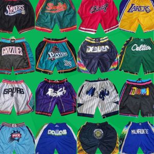 Men d'équipe de basket-ball short Just Don Shorts avec Pockets Zipper Baseball Football Sport Wear Pantal