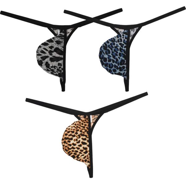 Hommes larme pochette string string imprimé léopard sous-vêtements Mini Bikini amélioration pochette Sissy Micro couverture t-back