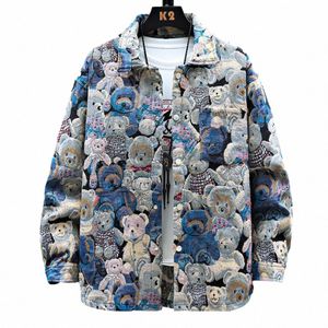 Hommes Teddy Bear Jacquard Veste tissée Fi Animal Pattern Manteau Lg Manches Top Vêtements d'extérieur Y8tK #