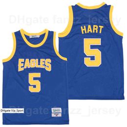 Mannen Temple Owls Eagles College 5 Kevin Hart Jersey Movie Basketball Hip Hop Team Kleur Blauw voor Sport Fans Ademend Hiphop Pure Katoenen Universiteit Hoge kwaliteit