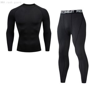 Hommes Sous-Vêtements Thermiques Hiver Première Couche Long Johns Shirt + Leggings Sports Compression Sous-Vêtements Noir Survêtement Pour Hommes 2 ensembles 211108