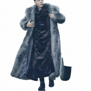 Mannen Dikke Lg Faux Vos Bontjas Jas Lg Mouw Herfst Winter Warm Luxe Bont Parka Btjas Harige Shaggy Bovenkleding maxi A66t #