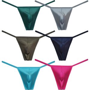 Hommes tongs sous-vêtements brillant Spandex pochette t-back jockstrap pochette reliure string Mini Bikini slips Micro string caleçon