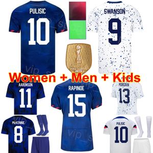 Équipe nationale de football 13 Alex Morgan Jersey Set 15 Megan Rapinoe 9 Jesus Ferreira 10 Christian Pulisic 20 Trinity Rodman Weston McKennie Maillot de football Homme Enfants Femme