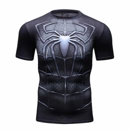 Hommes serrés à manches courtes t-shirt été haute qualité 3D imprimé t-shirts hommes à manches courtes Compression Fitness vêtements 220523