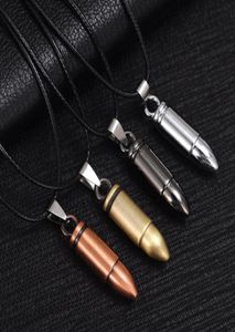 Mannen Titanium Stalen Kettingen Bullet Hanger Lederen Ketting Ketting Vrouwen Jewelry9616592