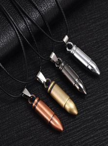 Men Titanium Steel Colliers Bullets Pendant Collier de chaîne en cuir Femme Jewelry6592806
