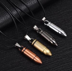 Men Titane Colliers en acier Bullet Pendant Collier de chaîne en cuir Femme Jewelry7510423