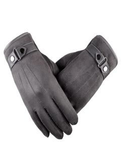 Hommes écran tactile gants automne hiver Plus cachemire épais chaud mitaines en cuir polaire doublé thermique mâle conduite gant Mitaine1164153
