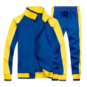 Hommes Survêtement Patchwork Printemps Automne Mode Casual Veste À Glissière et Pantalon De Survêtement 2 Pièces Ensemble Streetwear Vêtements De Sport Pour Hommes S-2XL 240117