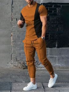 Men de survêtement à manches courtes t-shirtpants 2 pièces pour hommes