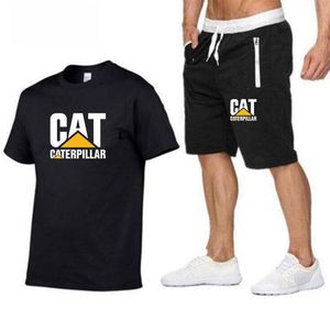 Men Tracksuits Caterpillar Designer Korte mouw 2-delige set T-shirt+shorts Summer Brand Jogging Suit Letter Outfits Solid Color Sportswear