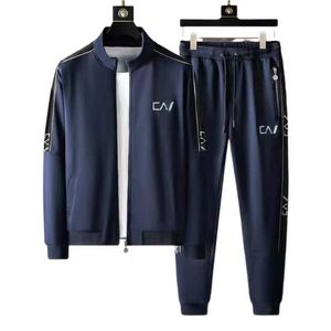 Men Tracksuits Classic Designer Sweater Stand Hals Coat Pant 2 -stuks Set Combinatie Hoogwaardige Casual Man Sportswear Set veelzijdige printjack losse broek