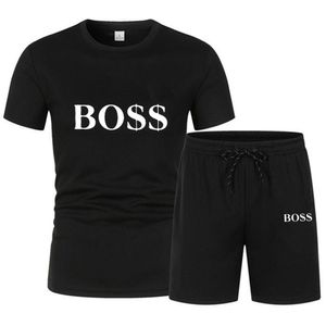 Men Tracksuits Designer Korte mouw 2-delige set T-shirt+shorts Summer Brand Jogging Suit Letter Outfits Solid Color Sportswear