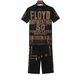 Hommes de survêtement shorts t-shirts Designer Mes pantalons courts floyd mayweather 50th Gold Hot Drilling Indefeated Editionby Philipp