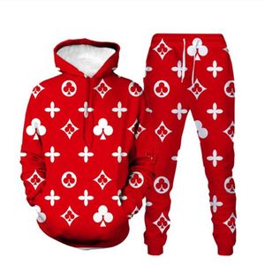 Mannen Trainingspakken Tweedelige Sets Patchwork 3d Gedrukt Rits Trui Hoodies Joggingbroek Slanke Sweatshirt Outfits Hip Hop Streetwea256N