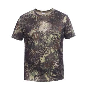 Men Training T-shirt snel droge camouflage vaste kleur ademende korte mouwen vermomming 3d print slang huidprint mannen zomer t