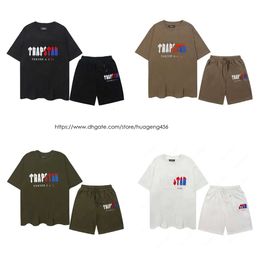 Men Trapst Tracksuit T-shirt Set Rainbow Towel Brodery Decoding Streetwe Casual Breathable Summer Costumes Tops Shorts Tee Tee Sports Sports Homme