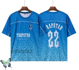 Mannen Trapstar Designer t-shirt Mesh Voetbal Jersey Blauw Sportkleding Wonmen Mannen T-shirt SWX2