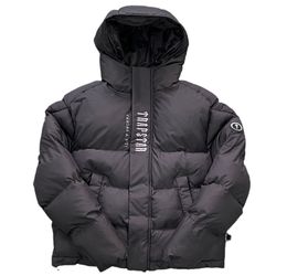 Hommes Trapstar Nylon Puffer Doudoune À Manches Longues Détachables Designer Mâle À Capuche Poche À Fermeture Éclair Latérale Patch En Silicone Manteau Chaud