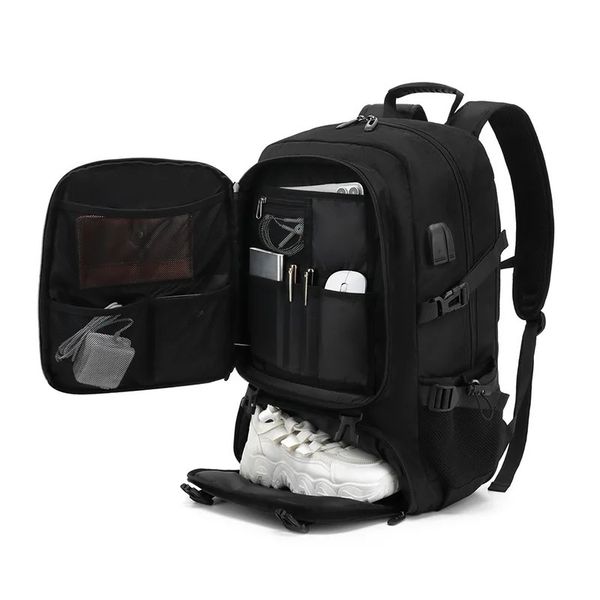 Mochila de viaje para hombre 5080L de gran capacidad ampliable para bolsos para portátil de 17 pulgadas Oxford de moda con compartimento para zapatos 240110