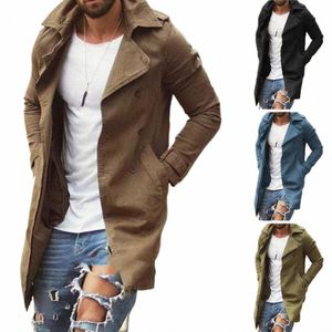 Hommes Trench Coat Élégant Hommes Slim Fit Manteau à revers avec poches Coupe-vent Veste Streetwear pour l'automne Plus Taille pour hommes M2lw #