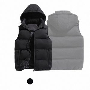 Hommes Trendy Sleevel Down Thermique Gilets à capuche Vestes Zipper Outdoor Winter Casual Gilet Coupe-vent Veste g9am #