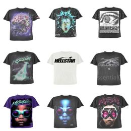 Hommes Tshirt Designer Hellstars T-shirts Hommes Femmes Amusant Hip Hop Graffiti T-shirt Pur Coton Lâche Manches Courtes T-shirt High Street Couple Cool T-shirts D'été