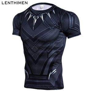 Hommes t-shirt Gym Rashguard Fitness noir araignée vêtements musculation collants vêtements de sport Compression sport chemise homme 220615