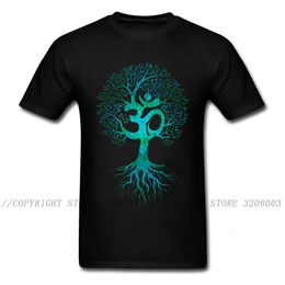 Hommes Tshirt Om Arbre De Vie T-shirt Noir T-shirt Europe Tops Tees Coton Tissu Slim Fit Thanksgiving Day Vêtements Cadeau D'anniversaire 240102