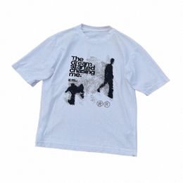 Mannen T-shirt Oversized Cott Korte Mouw Shadow Print Y2k Top Tees Harajuku Streetwear Vintage Grafische Koreaanse Esthetische Kleding W2aQ #