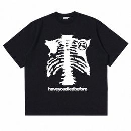 Hommes Tshirt Surdimensionné Cott Crânes Gothique Noir Graphique Harajuku Hip Hop Streetwear Y2k Tops Manches Courtes Tee Esthétique Vêtements L8Bj #