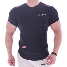 Mannen T-shirt Patchwork Gebogen Zoom Sneldrogend Shirt Gym Fitness Workout Bodybuilding Spier T-shirts 220712