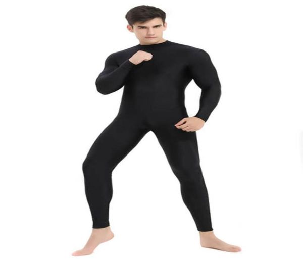 Men Turtleneck Spandex manga larga Unidad Lycra Zentai Bodysuit Cosplay Adult Bodysuit de cuerpo completo Second Skin Leotard Halloween CO7310515