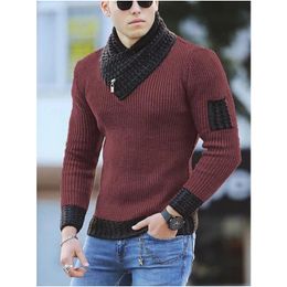 Suéteres de cuello alto para hombre, bufanda de cuello alto, suéter de punto, moda coreana, ropa de invierno de gran tamaño Vintage 240113