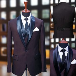 Men Tuxedo Business Casual Wedding Party Twee stukken jasje vest set mannelijke blazer jas vest mode slanke fit pakken