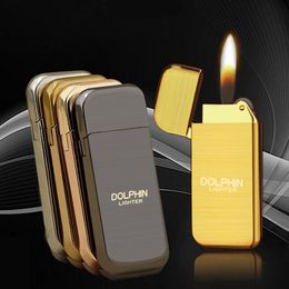 Hommes ultra-mince métal allume-cigare flamme rechargeable cigare Butane briquet à gaz pour fumer nouveauté Gadgets de haute qualité