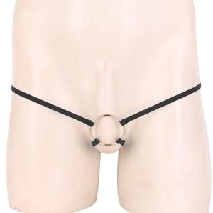 Tanga para hombres Ropa interior para hombres Pene de metal Anillo para el pene T-Back Abierto BuCrothless Lencería erótica sexy Sissy Gay Bondage Restricciones Tangas G Strin