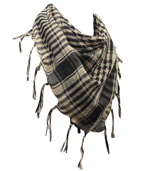 Hombres unisex 100% algodón shemagh cuello cuadrado desierto estilo táctico envoltura Keffiyeh franjas bufandas a cuadros6051349