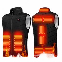 Hommes USB infrarouge 9 zones de chauffage gilet veste hommes hiver électrique gilet chauffant gilet pour sport randonnée surdimensionné S-6XL A4b9 #