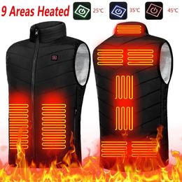 Hommes USB infrarouge 9 zones de chauffage gilet veste hommes hiver gilet chauffant électrique gilet pour sport randonnée surdimensionné S-2XL 240125