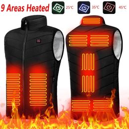 Hommes USB infrarouge 9 zones de chauffage veste veste hommes hiver électrique gilet chauffé