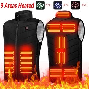 Hommes USB infrarouge 9 zones de chauffage veste gilettes hiver électrique gain de gilet chauffé pour la randonnée sportive surdimensionnée S 6xl 231020