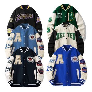 Heren varsityjack Designerjack Windjack Heren Letterman-jack met lange mouwen Kledingknopen Met streep Bomberjacks Honkbaluniform Grote maten XXL XXXL