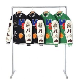 Heren varsityjack MS Designer Jack Windjack Heren Letterman-jack met lange mouwen Kledingknopen Met streep Bomberjacks Honkbaluniform