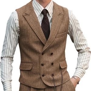 Gilet en cuir suédé marron pour homme, gilet d'affaires Vintage, Slim, costume de Banquet, 240119