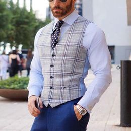 Chaleco de hombre Casual estilo británico Colete Homem Vintage enrejado chaleco hombres traje de boda chaleco sin mangas Otoño Invierno1